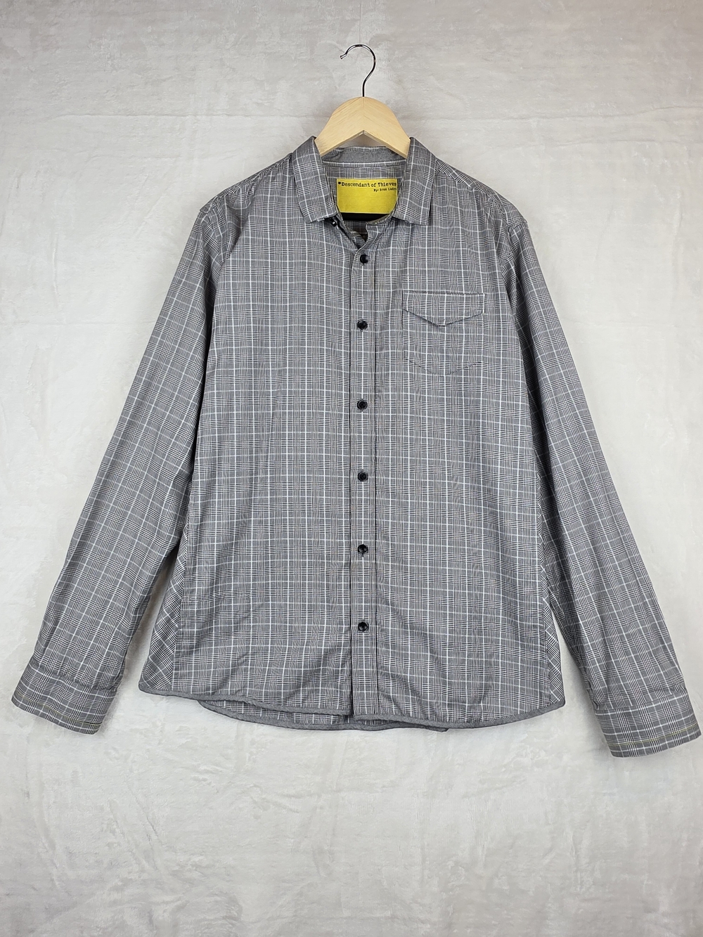 Descendant of Thieves Gray Glen Plaid Button Up Shirt XL Limited Edition NYC